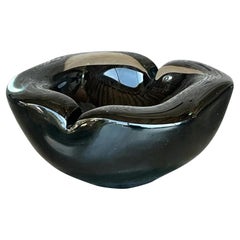 Vintage Boho Black Art Glass Bowl