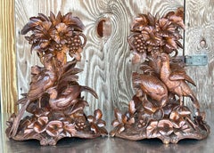 Bougeoirs Baird Vintage Boho Black Forest sculptés - une paire