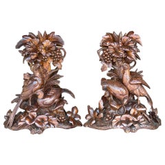 Vintage Boho Black Forest Candelabros Baird tallados - un par