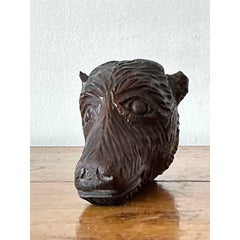Vintage Boho Black Forest Carved Boar Head