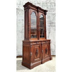 Vintage Boho Black Forest Monumental Carved Cabinet