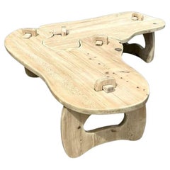 Vintage Boho Bleached Pine Puzzle Coffee Table