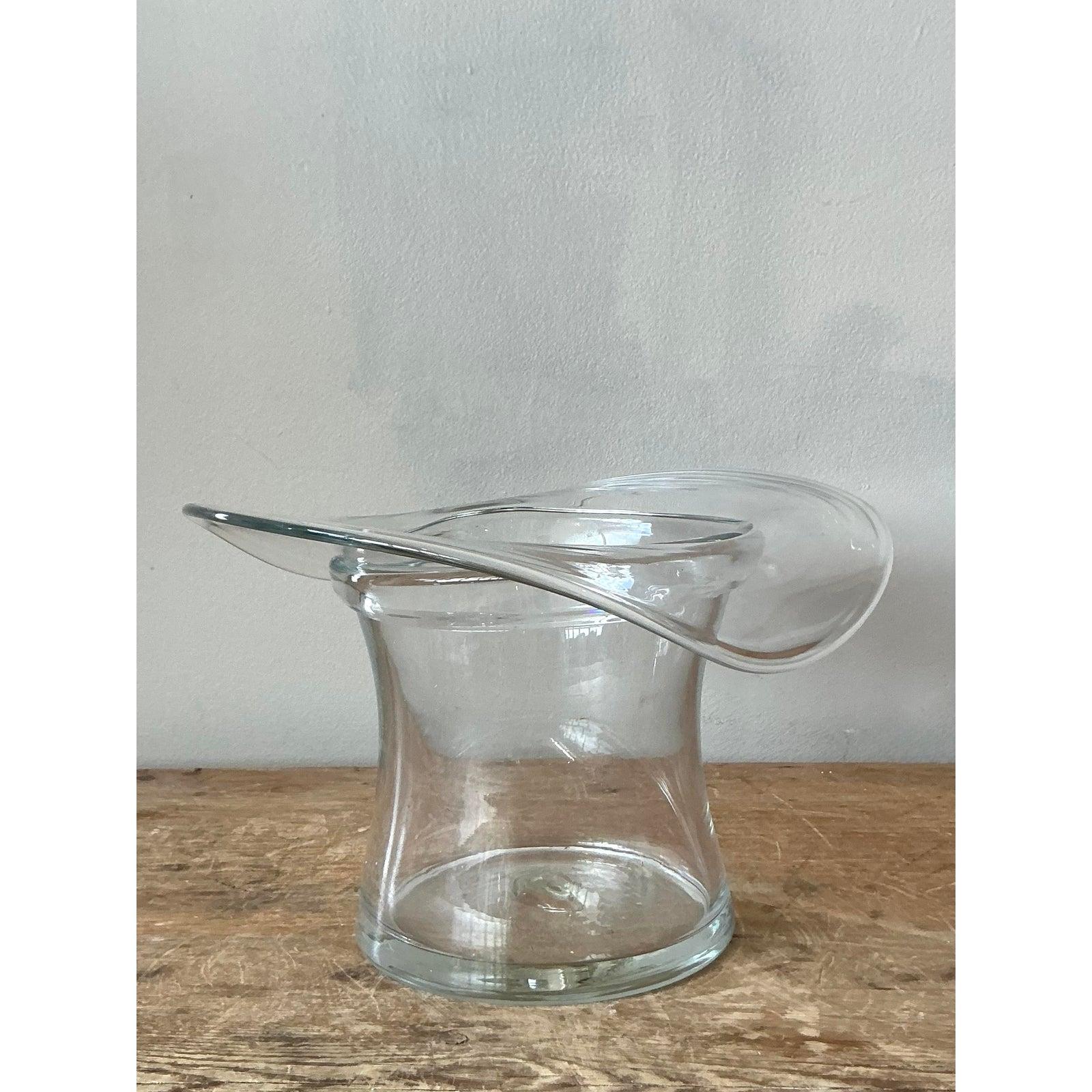 Vintage Boho Blenko Glas Zylinderhut Eiskübel (Moderne der Mitte des Jahrhunderts)