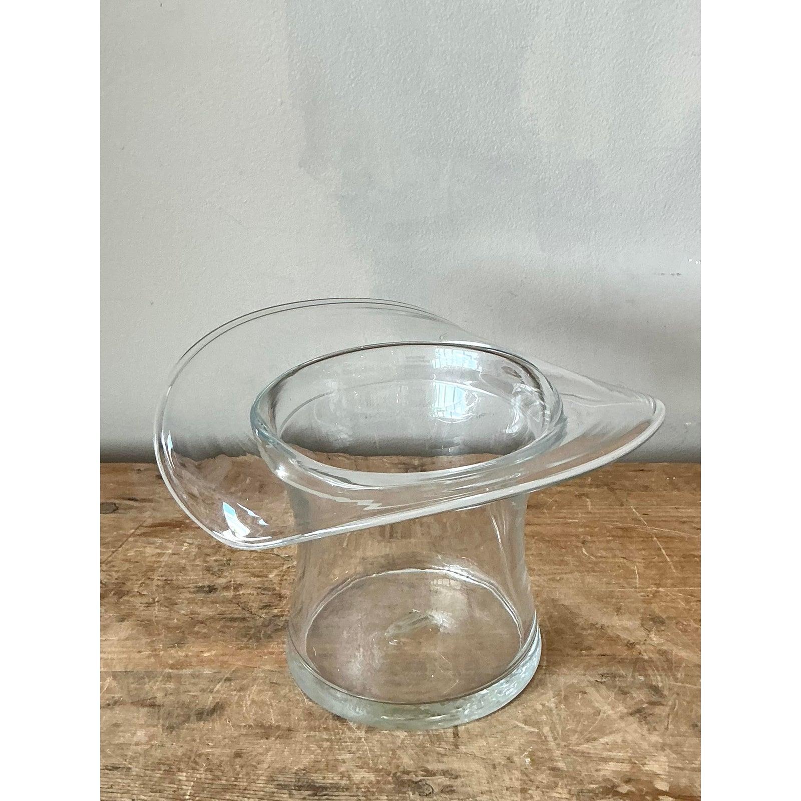 Vintage Boho Blenko Glas Zylinderhut Eiskübel (amerikanisch)