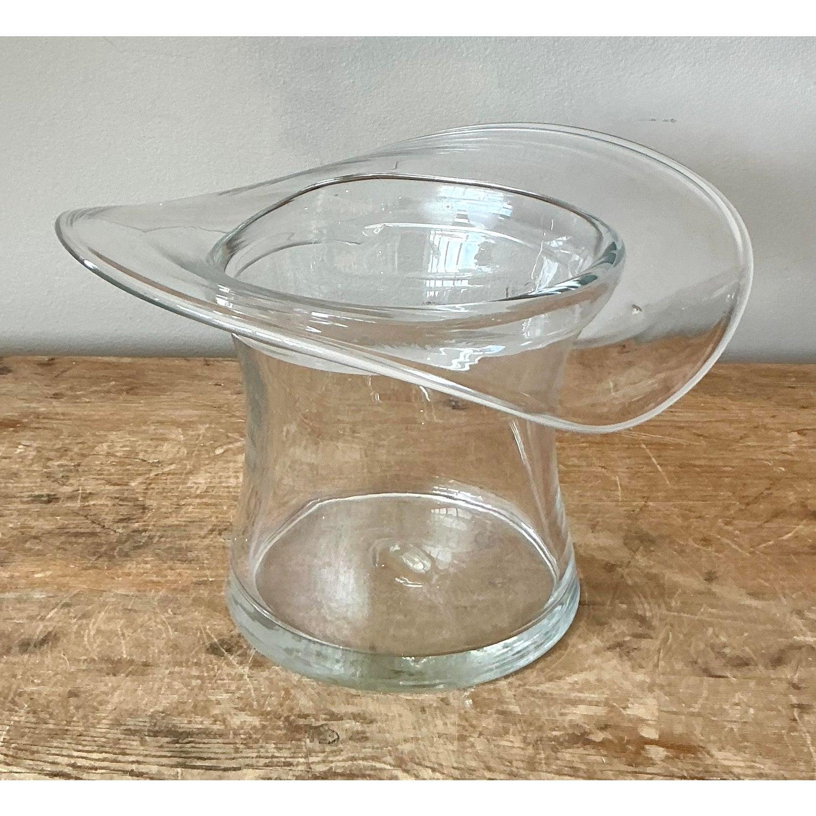 Vintage Boho Blenko Glas Zylinderhut Eiskübel (20. Jahrhundert)