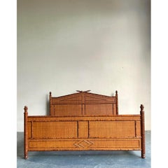 Vintage Boho Bloomingdale’s Burnt Bamboo King Bed
