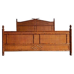 Vintage Boho Bloomingdale’s Burnt Bamboo King Bed