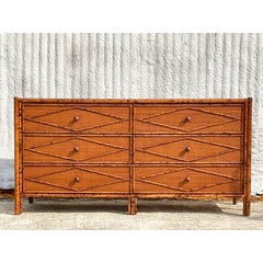 Vintage Boho Bloomingdale’s Tortoise Bamboo Six Drawer Dresser
