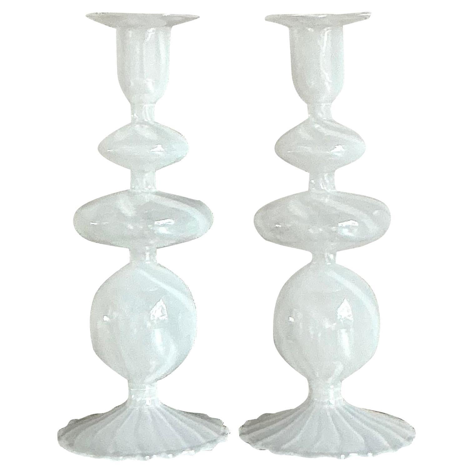 Candelieri di vetro soffiato vintage Boho dopo Murano