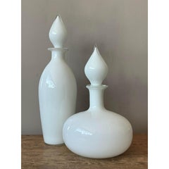 Vintage Boho Blown Glass Decanters - Set of 2