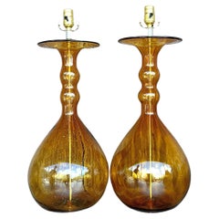 Vintage Boho Blown Glass Lamps - a Pair