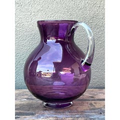 Vintage Boho Blown Glass Pitcher