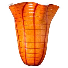 Vintage Boho geblasenes Glas Ruffle Vase