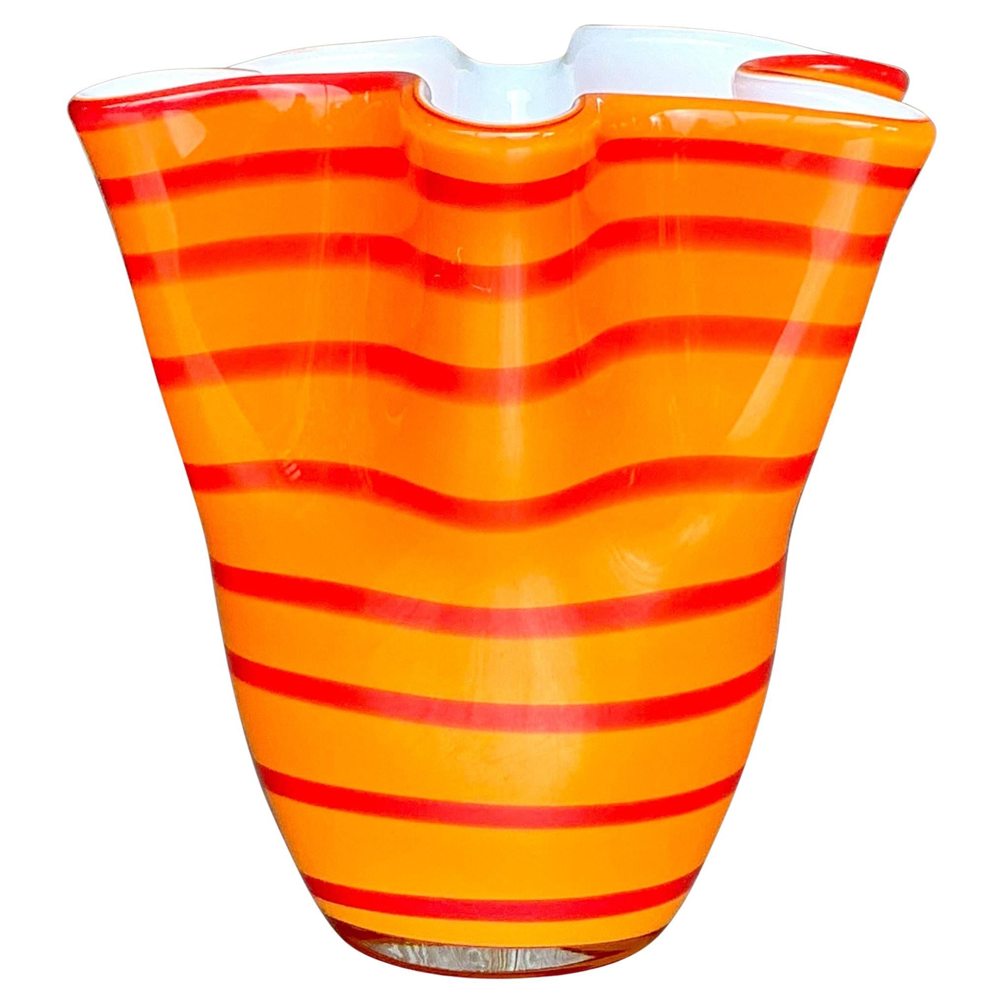 Jarrón Vintage Boho de vidrio soplado a rayas