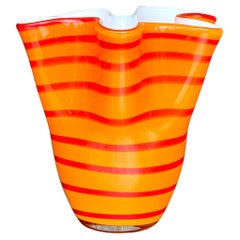 Vintage Boho Blown Glass Striped Vase