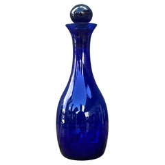 Vintage Boho Blue Art Glass Decanter