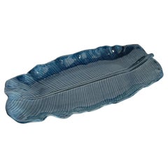 Vintage Boho Blue Banana Leaf Platter by Metlox
