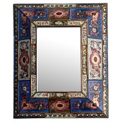 Vintage Boho Blue Eglomise Mirror