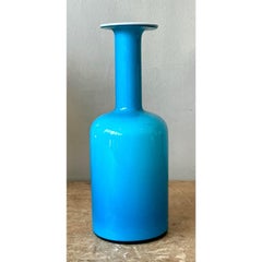 Vase Vintage Boho Bleu Opaline