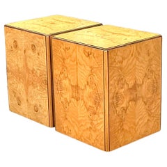 Vintage Boho Book Matched Burl Wood Cubes After Henredon