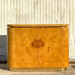 Vintage Boho Book Matched Burl Wood Sideboard