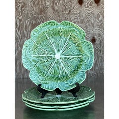 Vintage Bordallo Pinheiro, piatti in ceramica smaltata a forma di cavolo - Set di 4 piatti