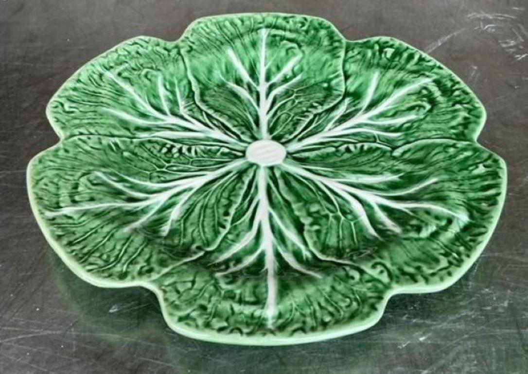 Vintage Boho Bordallo Pinheiro Plato de cerámica esmaltada para coles Portugués