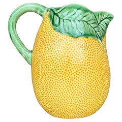 Vintage Boho Bordallo Pinheiro Glazed Ceramic Orange Vase