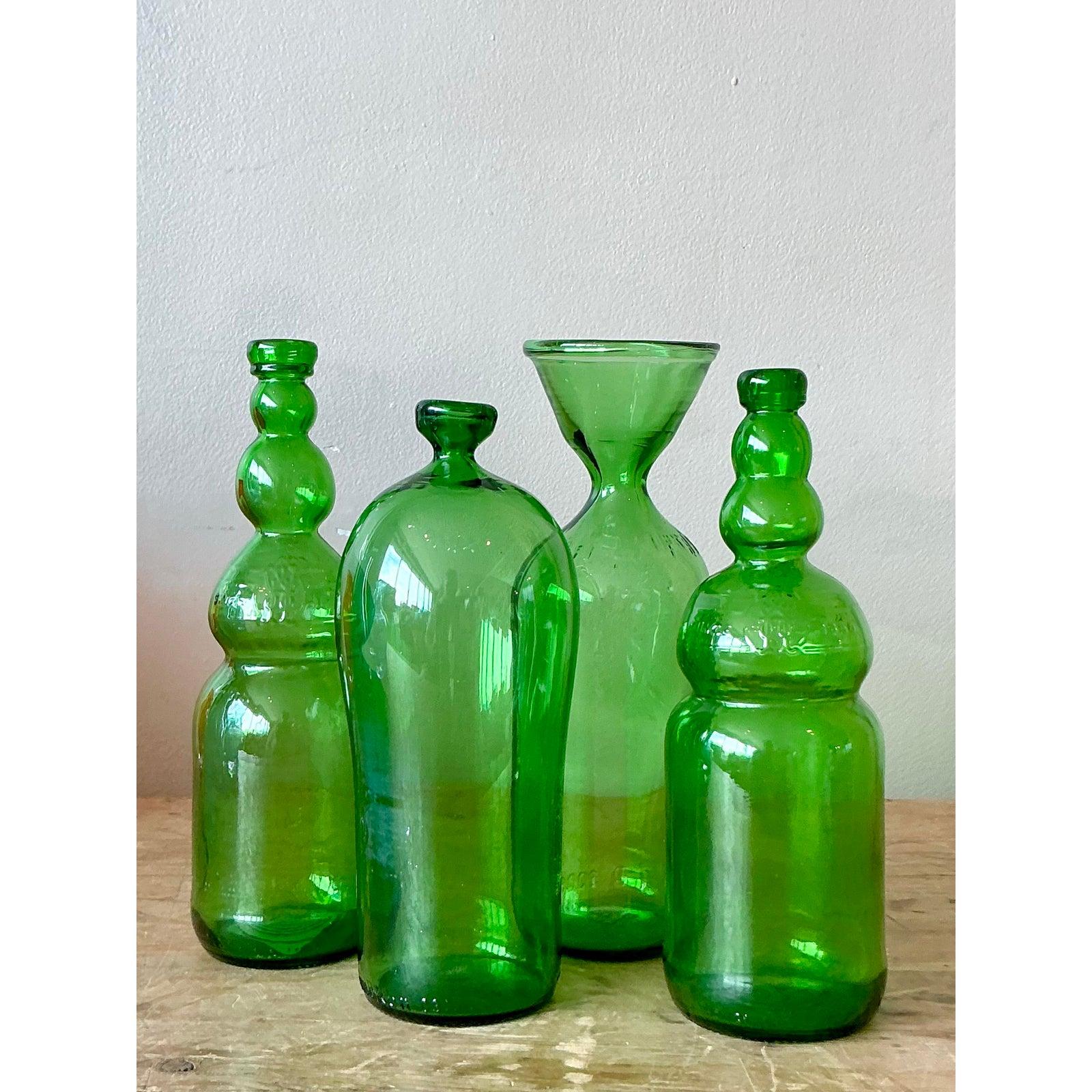 Vintage Boho Bottle Collection - Set of Four In Good Condition For Sale In West Palm Beach, FL
