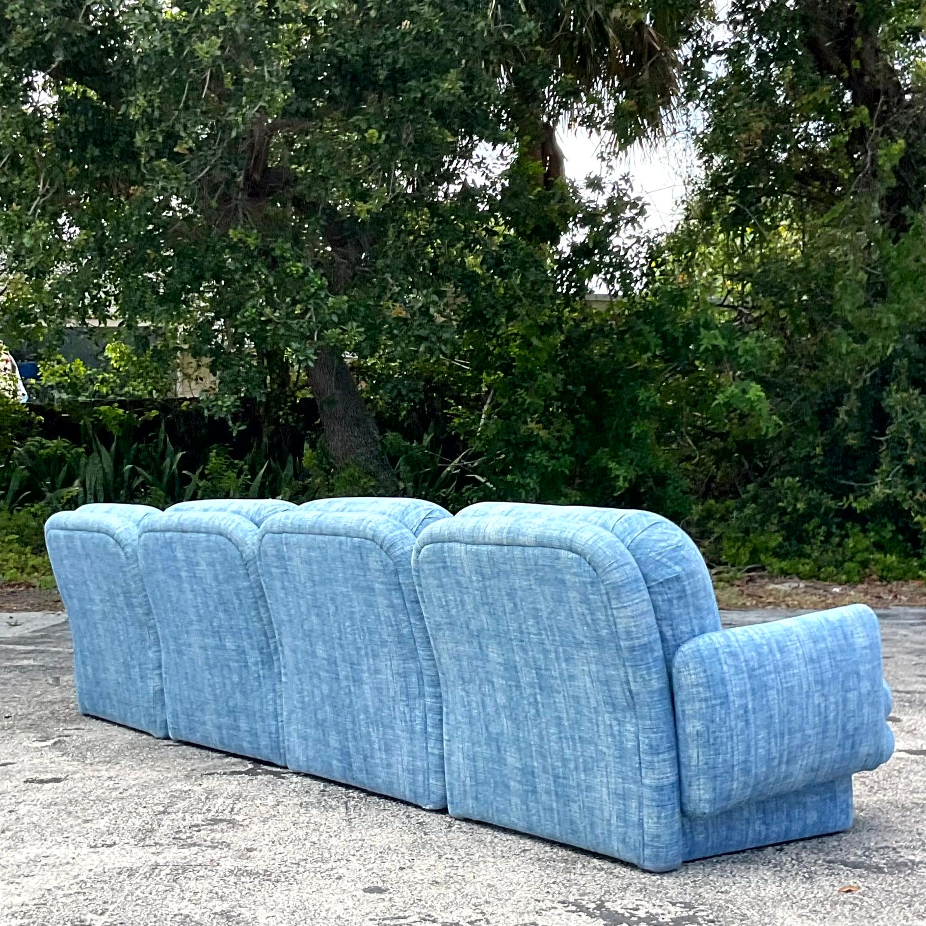 Bouclé Vintage Boho Boucle Chicklet Sectional Sofa