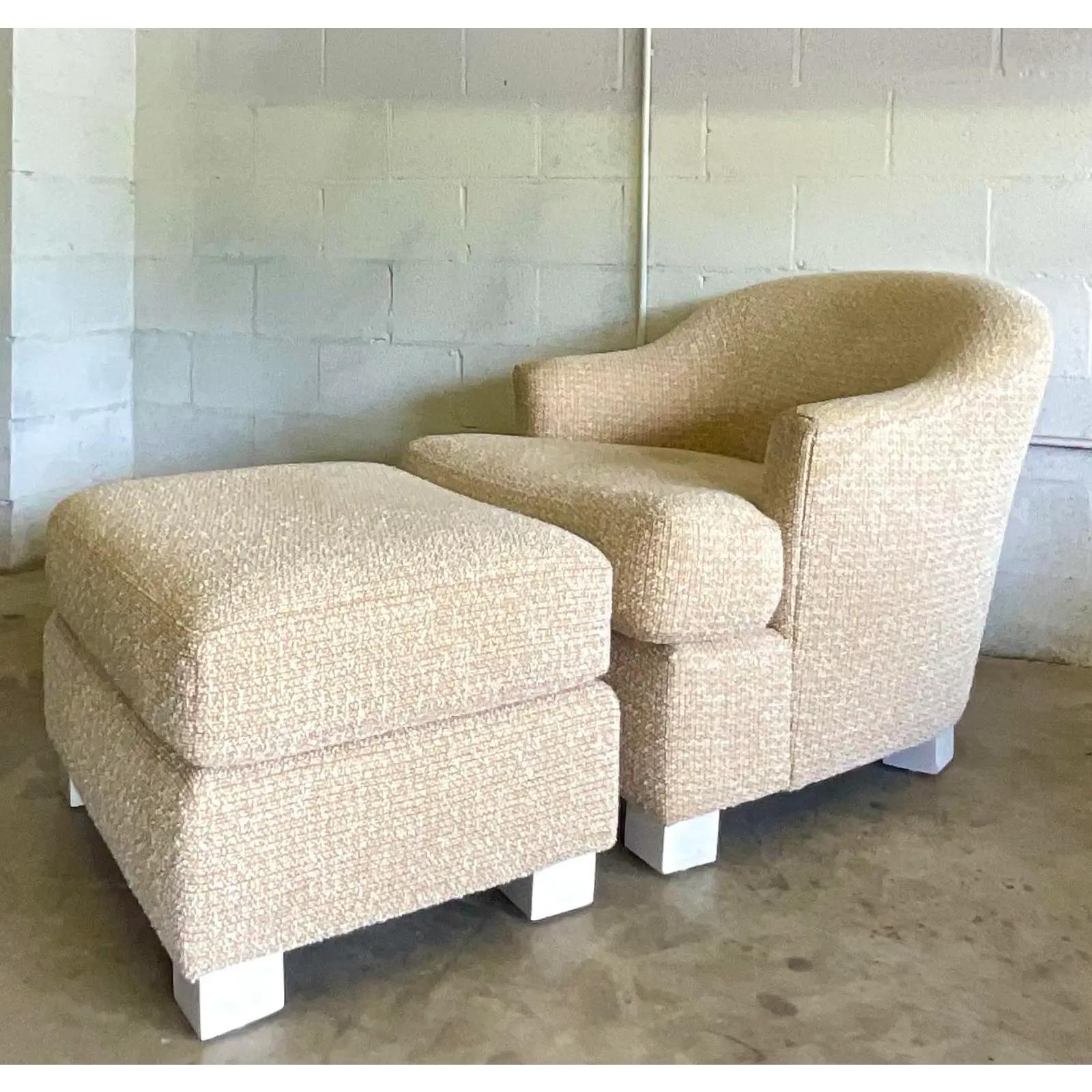 boucle chair and ottoman