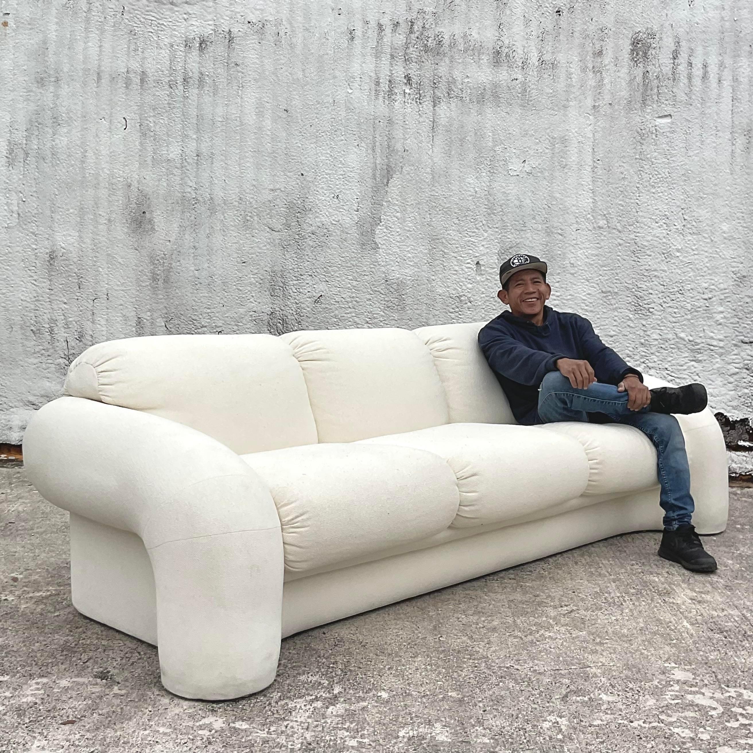 Post-Modern Vintage Boho Boucle Sofa After Kagan for Preview