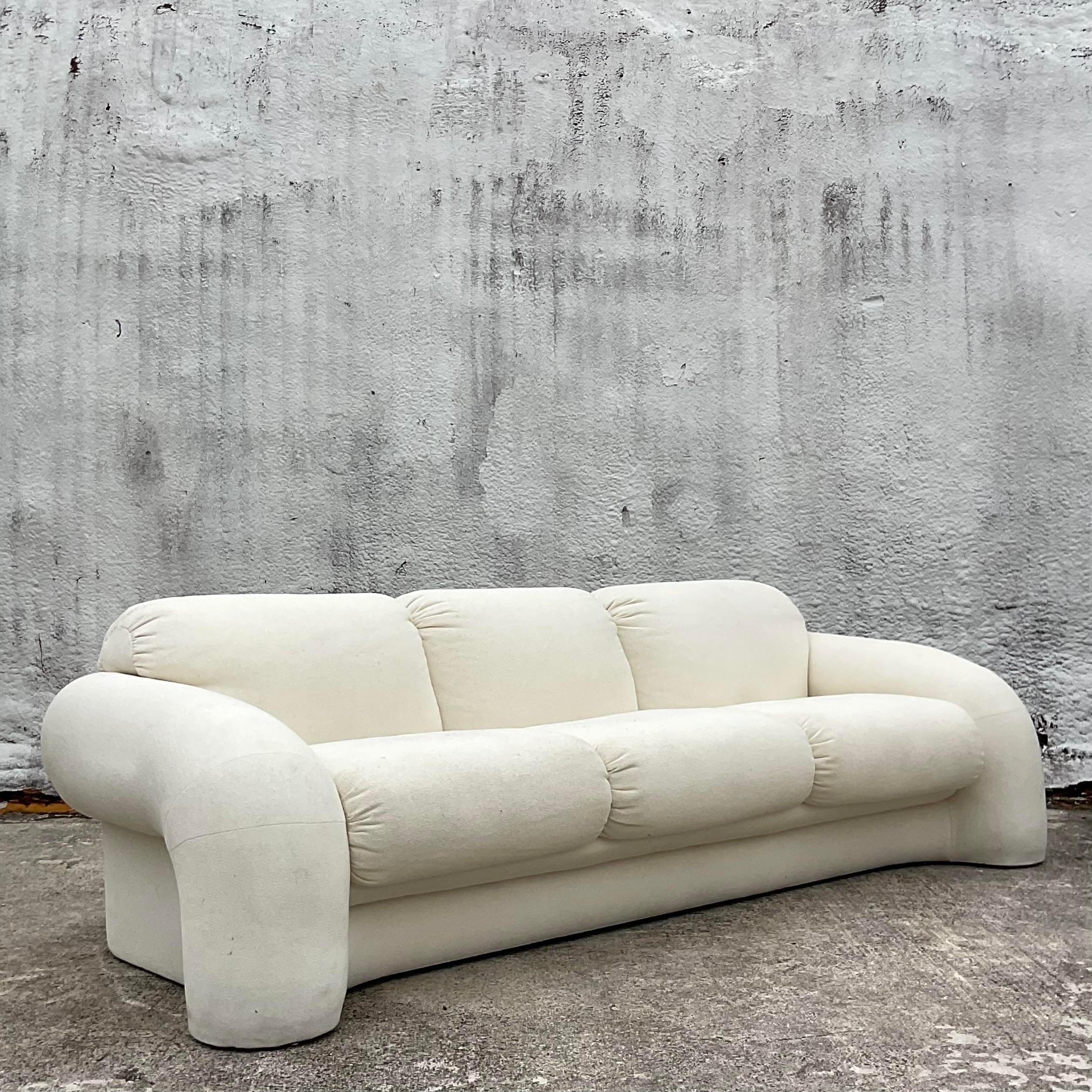 American Vintage Boho Boucle Sofa After Kagan for Preview