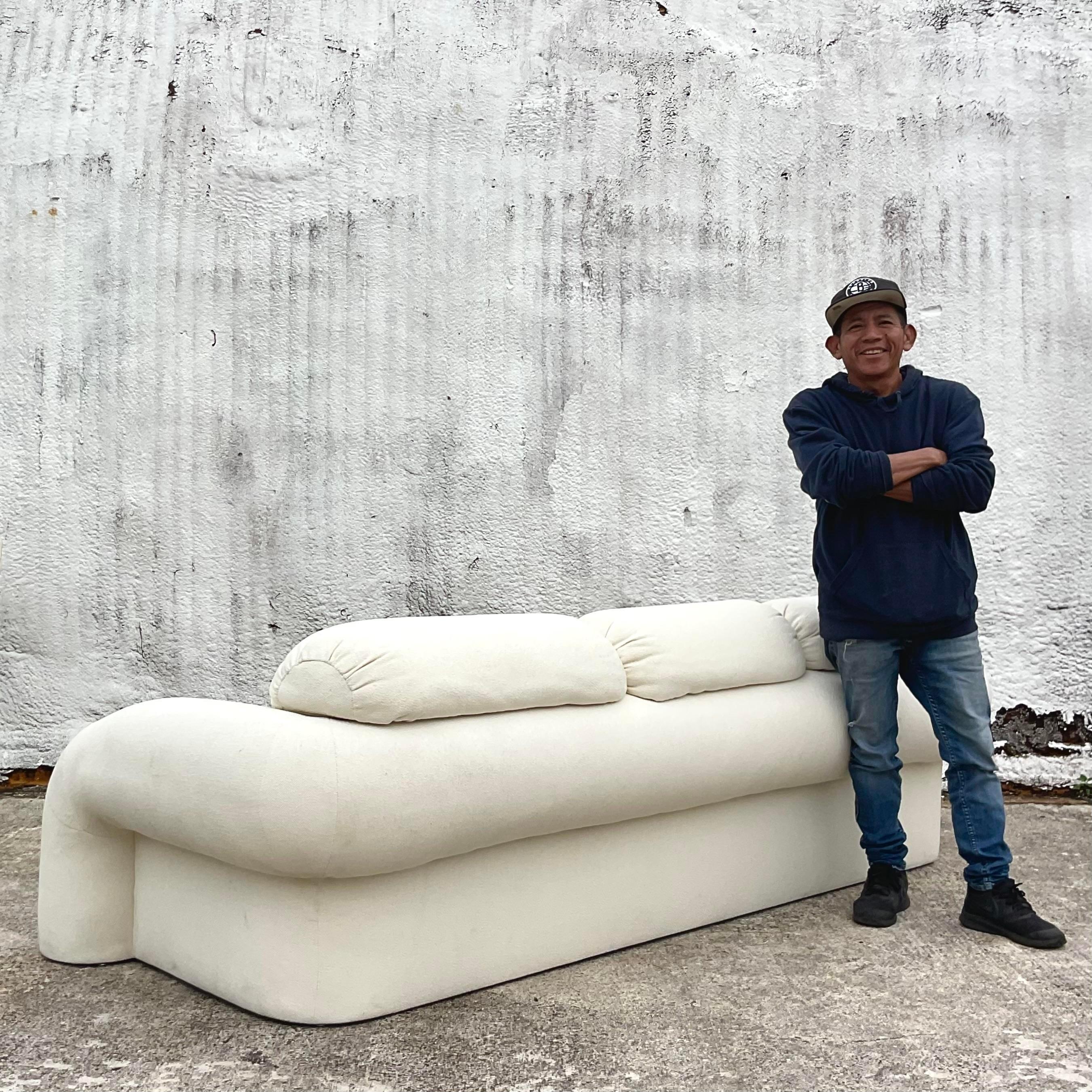 Vintage Boho Boucle Sofa After Kagan for Preview In Good Condition In West Palm Beach, FL