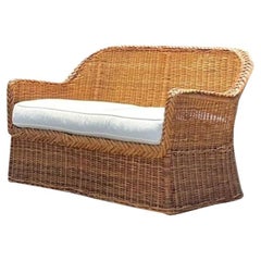 Vintage Boho Braided Rattan Loveseat