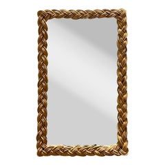 Vintage Boho Braided Rattan Mirror