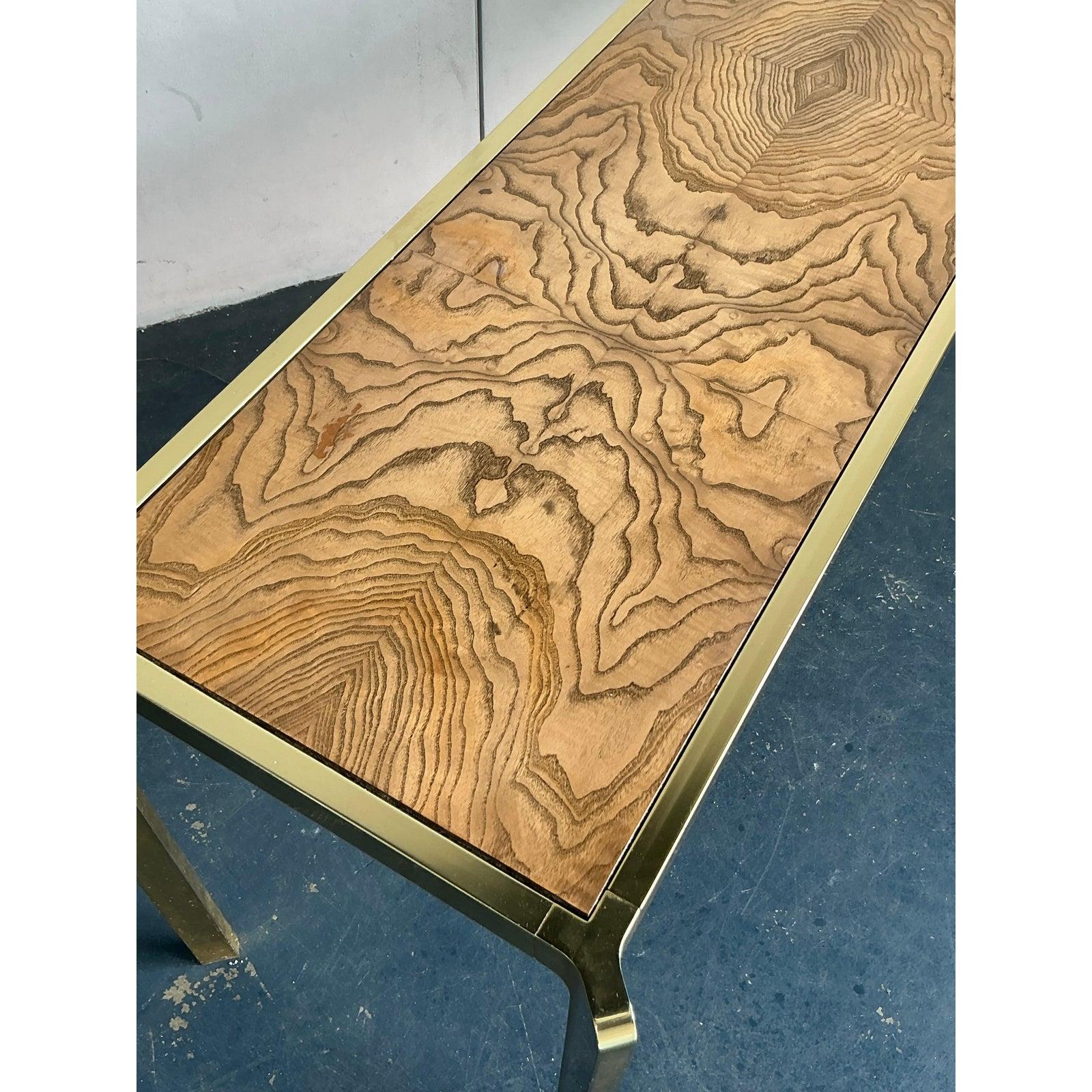 Américain Table console vintage Boho en laiton et ronce en vente