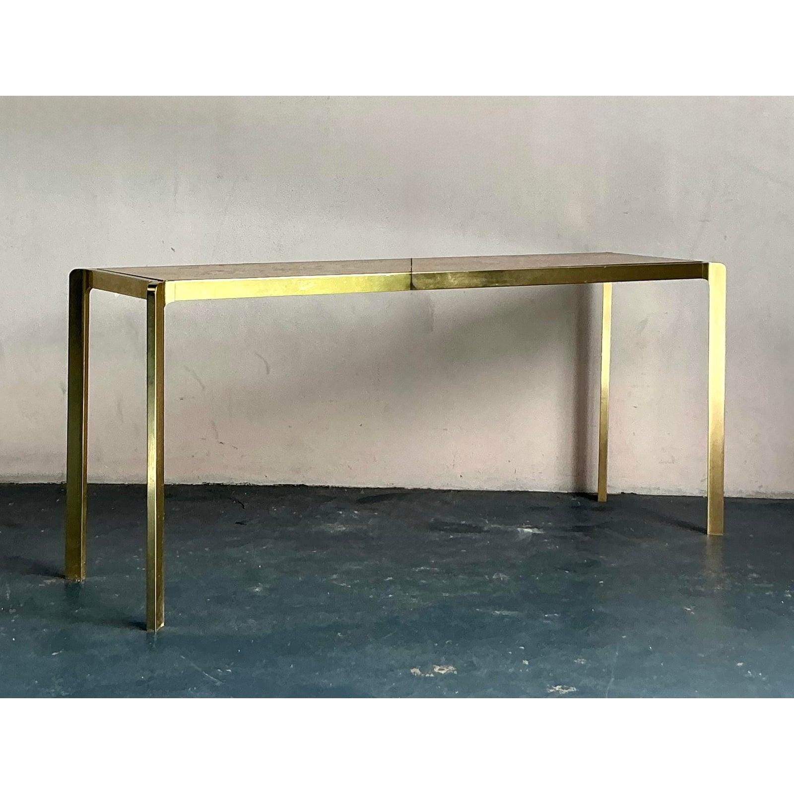 Table console vintage Boho en laiton et ronce Bon état - En vente à West Palm Beach, FL