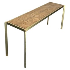 Table console vintage Boho en laiton et ronce