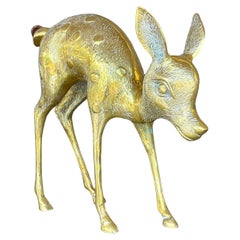 Vintage Boho Brass Bambi Statue
