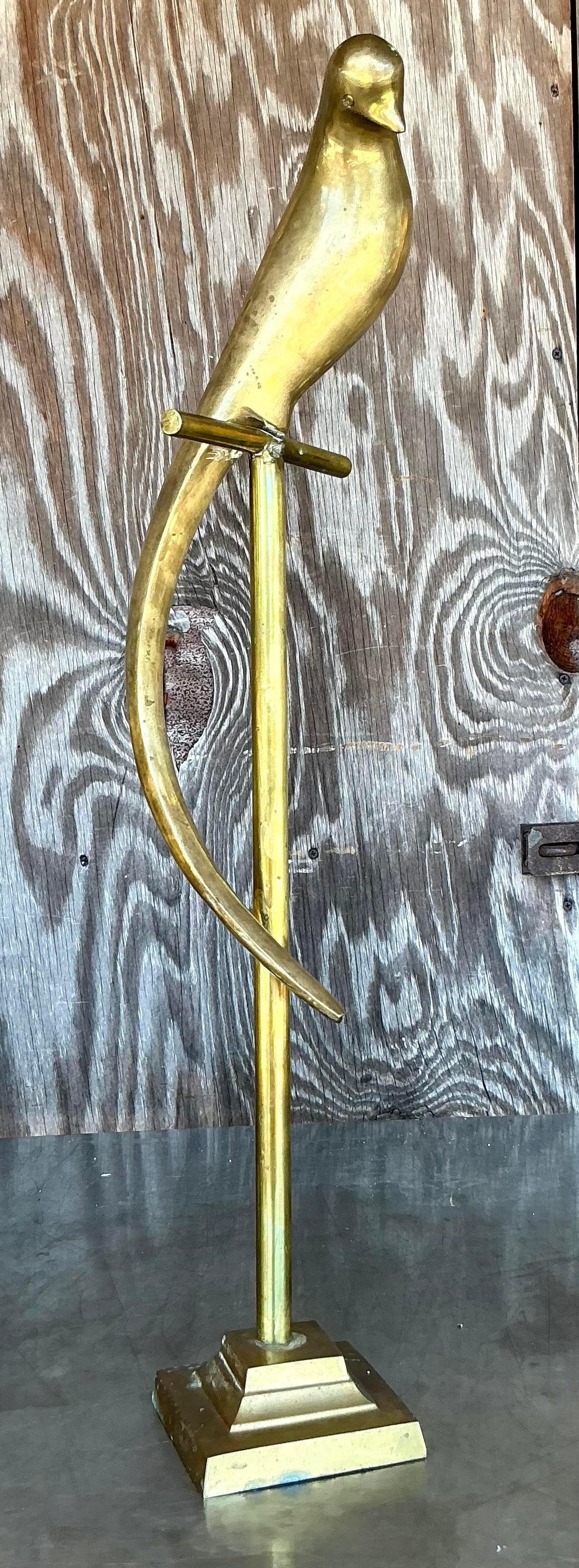 Uccello su posatoio in ottone vintage Boho In condizioni buone in vendita a West Palm Beach, FL
