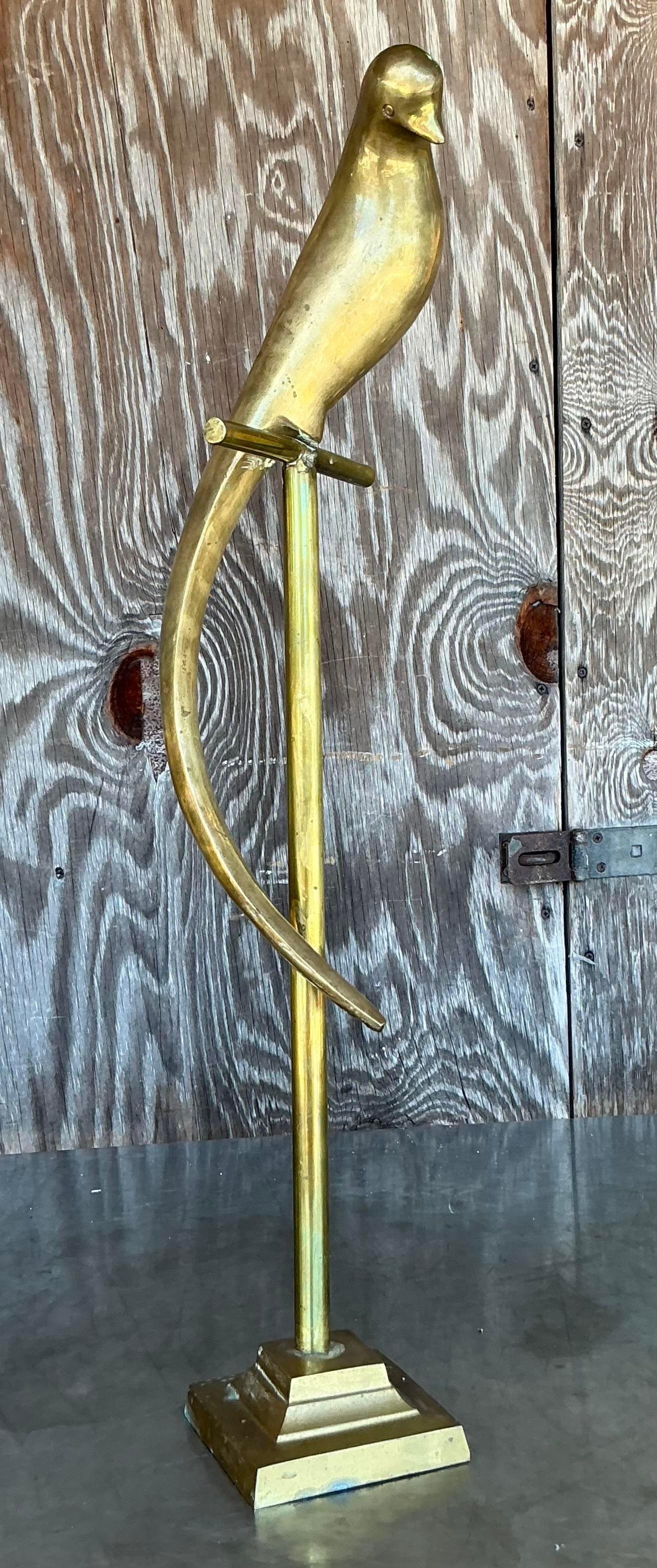 XX secolo Uccello su posatoio in ottone vintage Boho in vendita