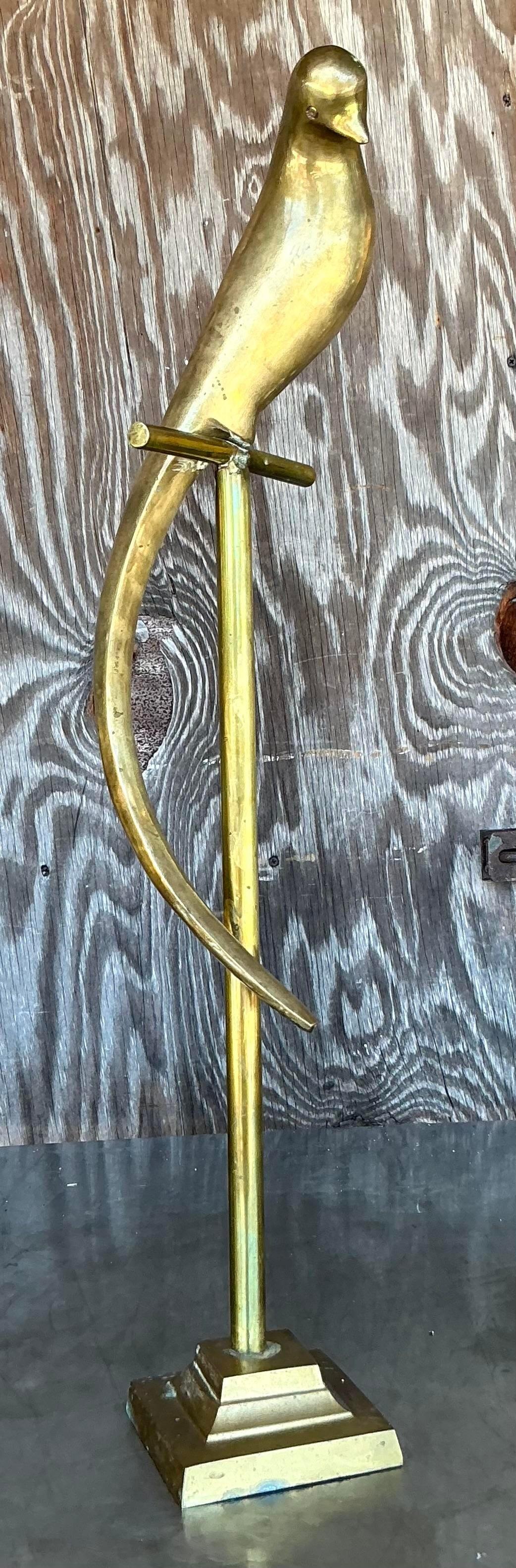 Uccello su posatoio in ottone vintage Boho in vendita 1
