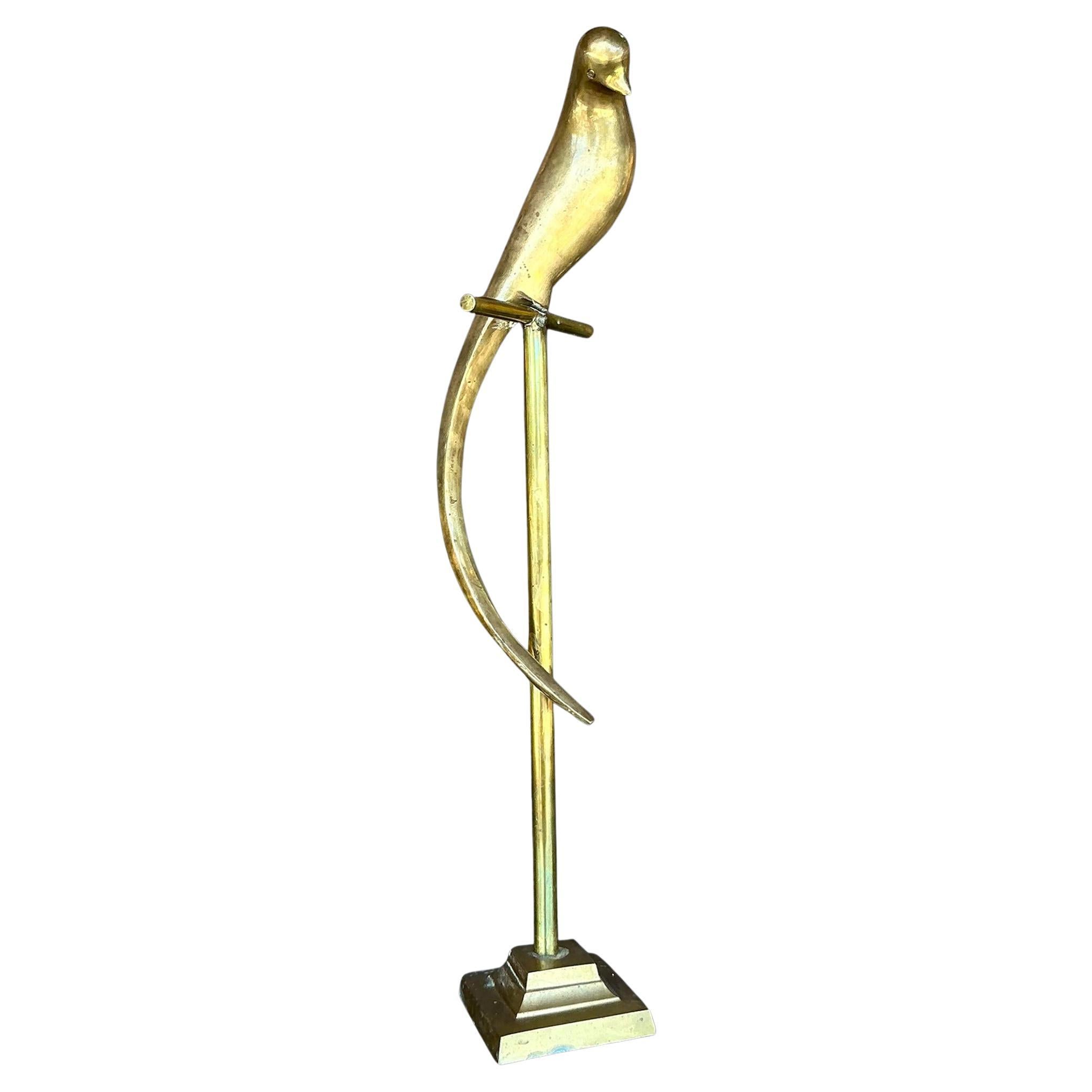 Vintage Boho Brass Bird on a Perch