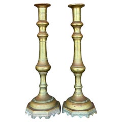 Vintage Boho Brass Candlesticks - A Pair