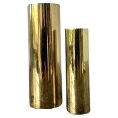 Vasi a cilindro in ottone vintage Boho - Set di 2 Vasi a cilindro in ottone vintage Boho - Set di 2