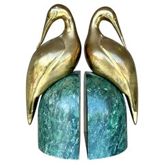 Vintage Boho Brass Egret Bookends - Set of 2