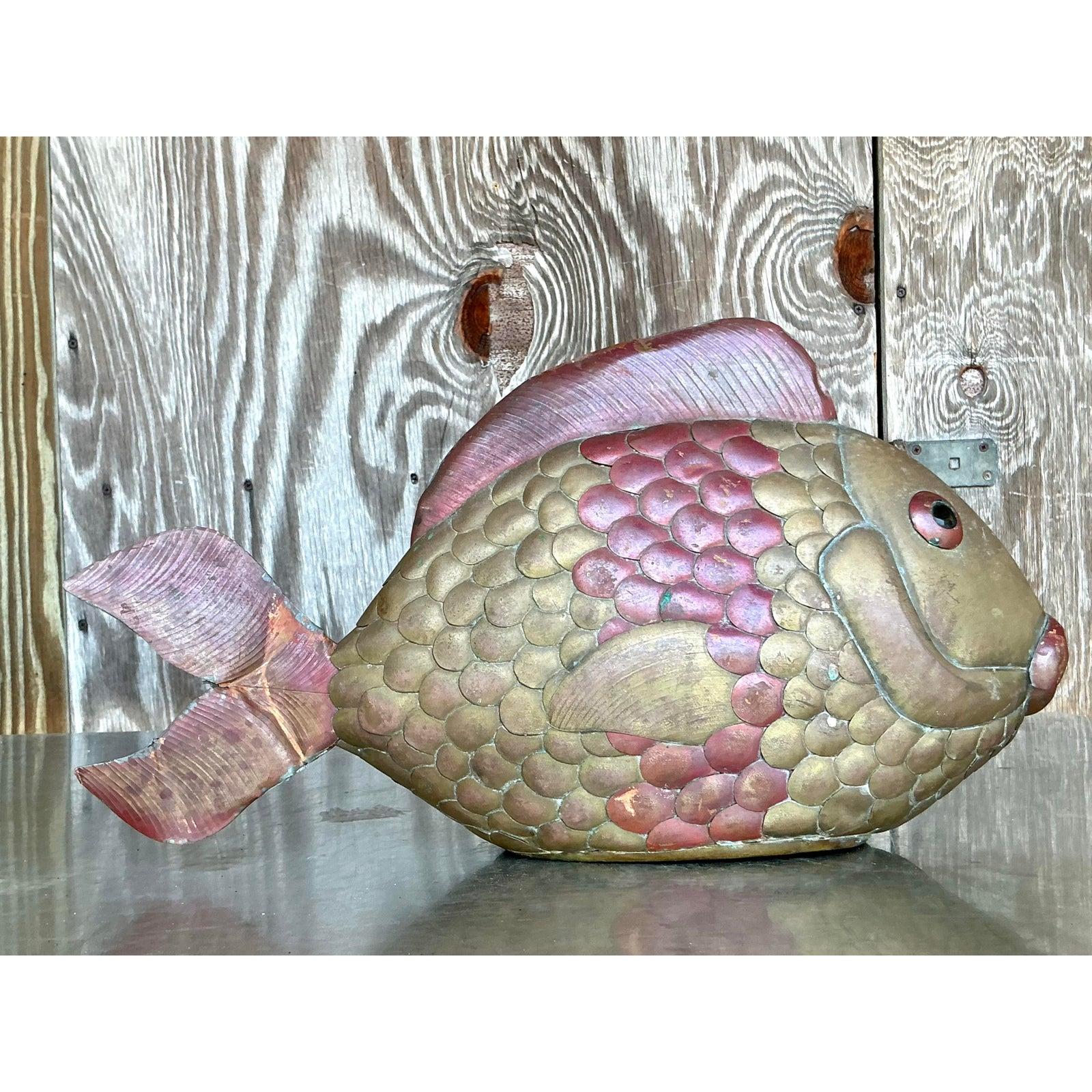 Pesce in ottone vintage Boho dopo Sergio Bustamante in vendita 5