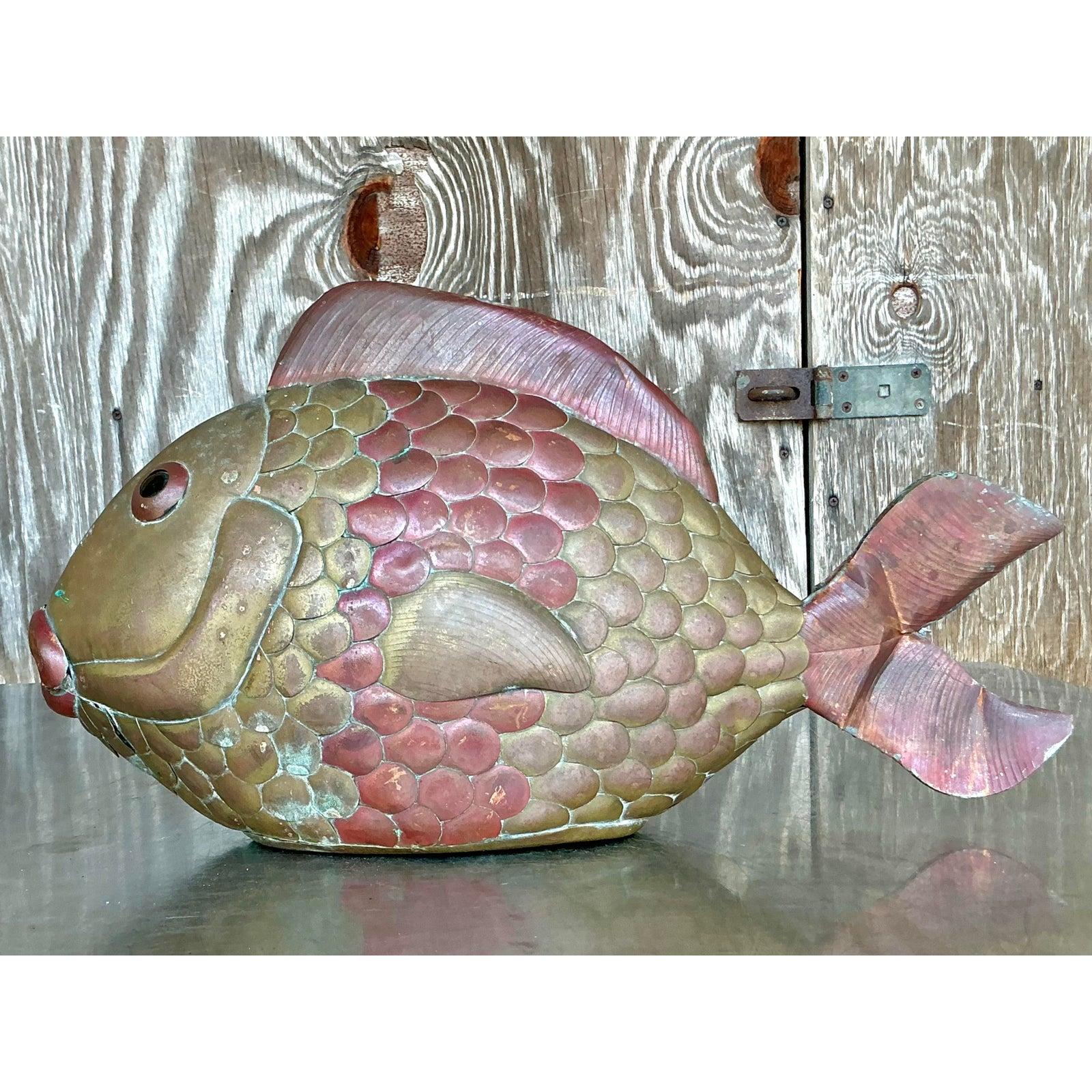 Pesce in ottone vintage Boho dopo Sergio Bustamante In condizioni buone in vendita a west palm beach, FL