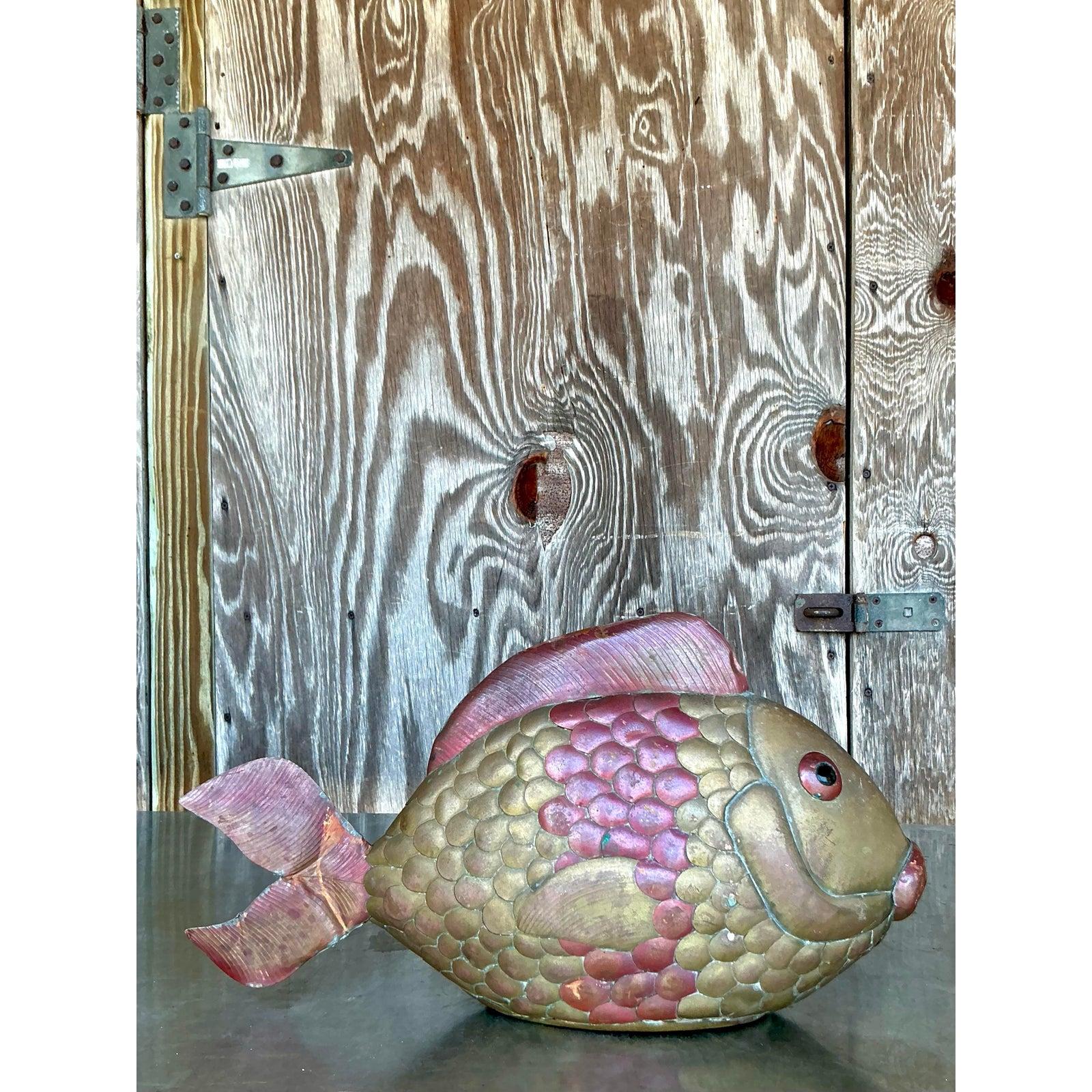 Pesce in ottone vintage Boho dopo Sergio Bustamante in vendita 1